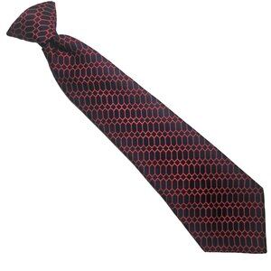Neck Tie Men Red & Navy Geometric Pattern Pre Made Ready to Wear